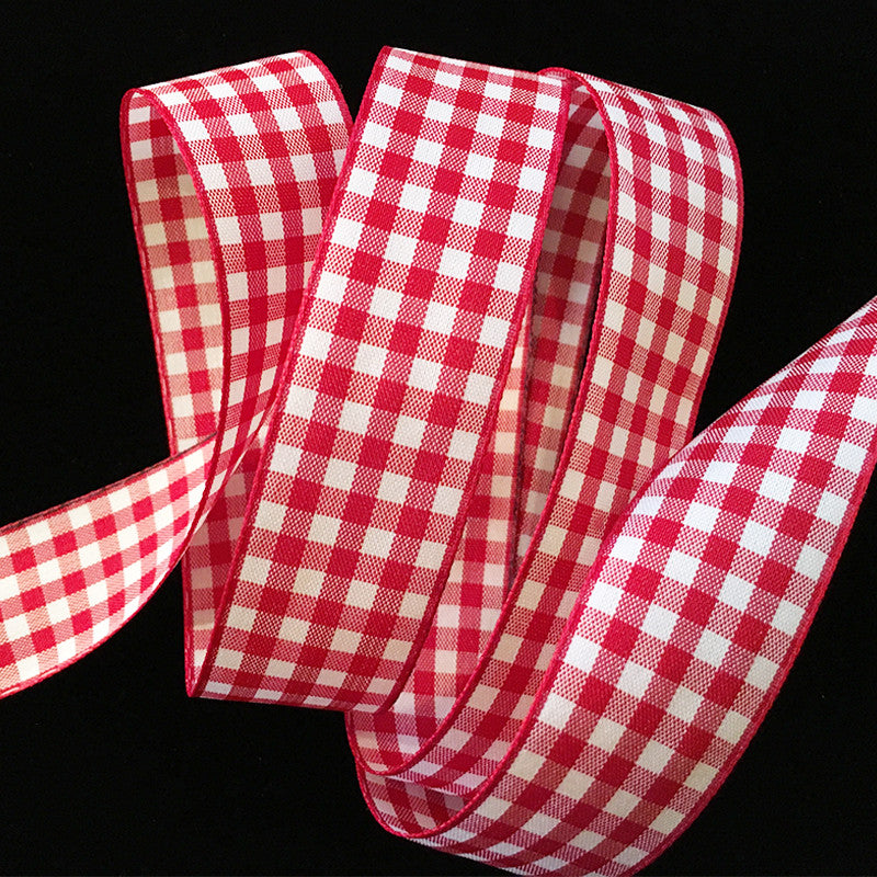 The Ribbon People Red and White Checkered Ribbon 2 x 20 Yards