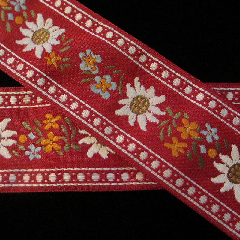 Wild Rose Jacquard Ribbon Trim in Three Colors, Made in Italy 