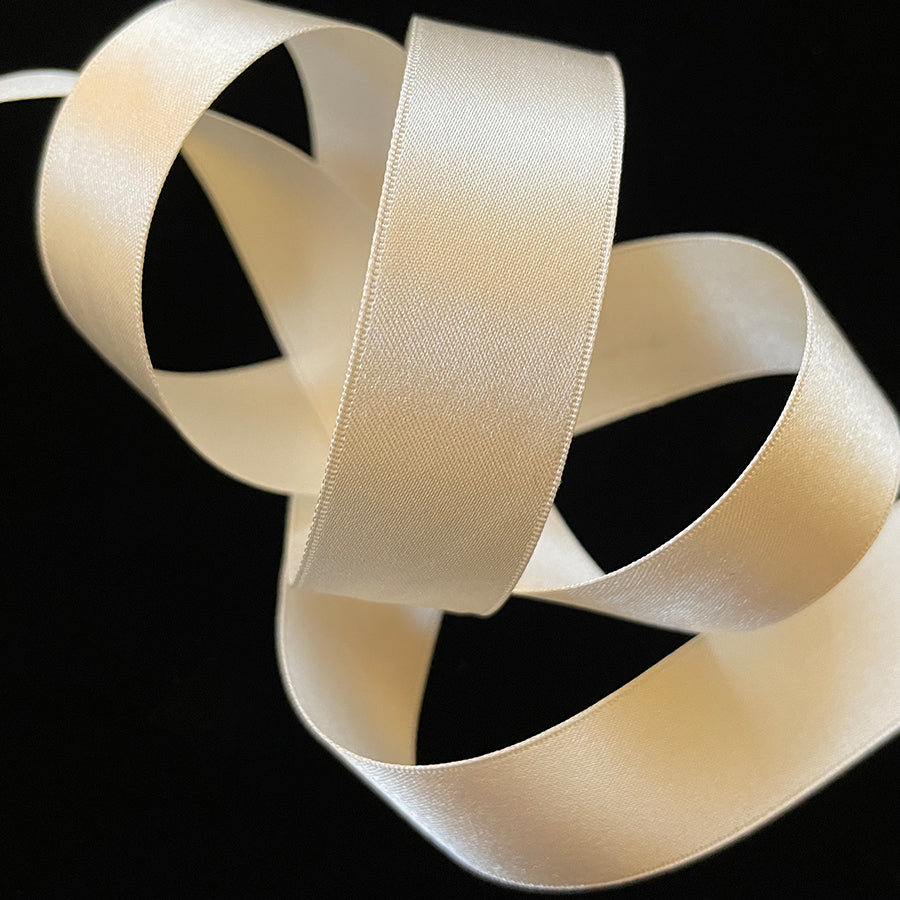 Cream Double Face Silk Satin Ribbon 24mm